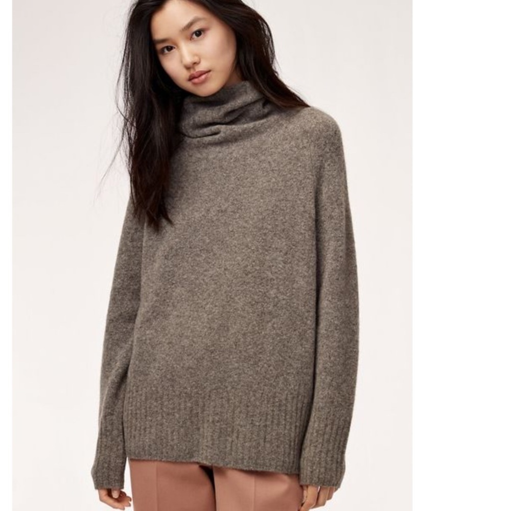 Aritzia Community Knit Sweater Plutarch Turtleneck Soft Wool Yak XXS Oversized
